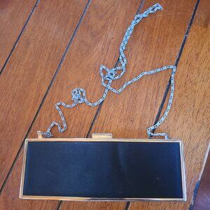 Call It Spring Crossbody Clutch Chain Strap Hard Case Rectangle Black Silver